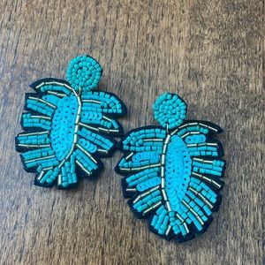 blue/green palm earrings